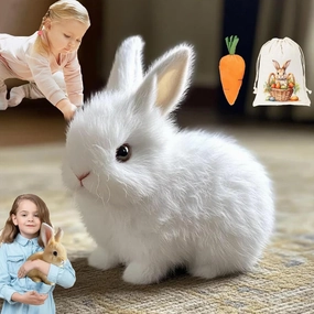 Petsboro Bunny Pal, Sherum Bunnypal, Fanyil Bunnypal, Realistic Bunny Toy, Interactive Bunny Realistic Bunny - Jumping, Twitching, and Shaking Ears (White)
