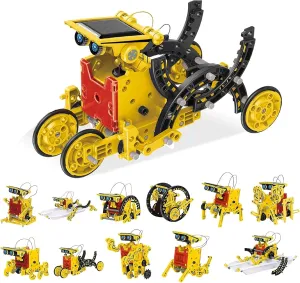 PicassoTiles STEM Kids Solar Powered Transform Robot Educational Learning Engineering Building Toy 12-in-1 Creative Unique Transformation Renewable Energy Science Experiment DIY Kit Boy Girl Age 8 
