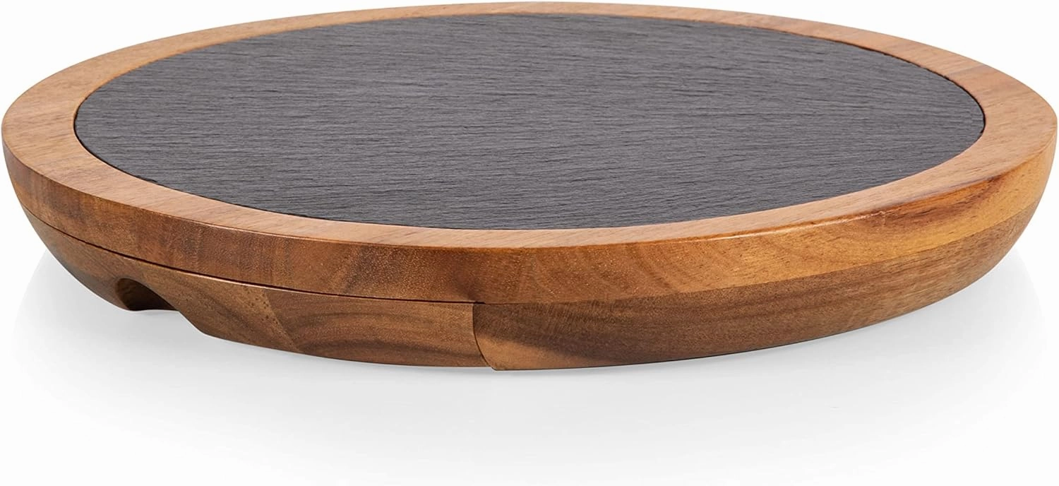 PICNIC TIME NHL Unisex-Adult NHL Insignia Acacia and Slate Serving Board with Cheese Tools, Charcuterie Board Set, Wood Cutting Board