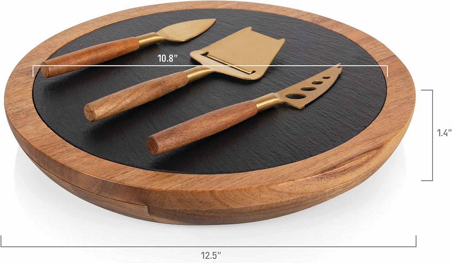PICNIC TIME NHL Unisex-Adult NHL Insignia Acacia and Slate Serving Board with Cheese Tools, Charcuterie Board Set, Wood Cutting Board