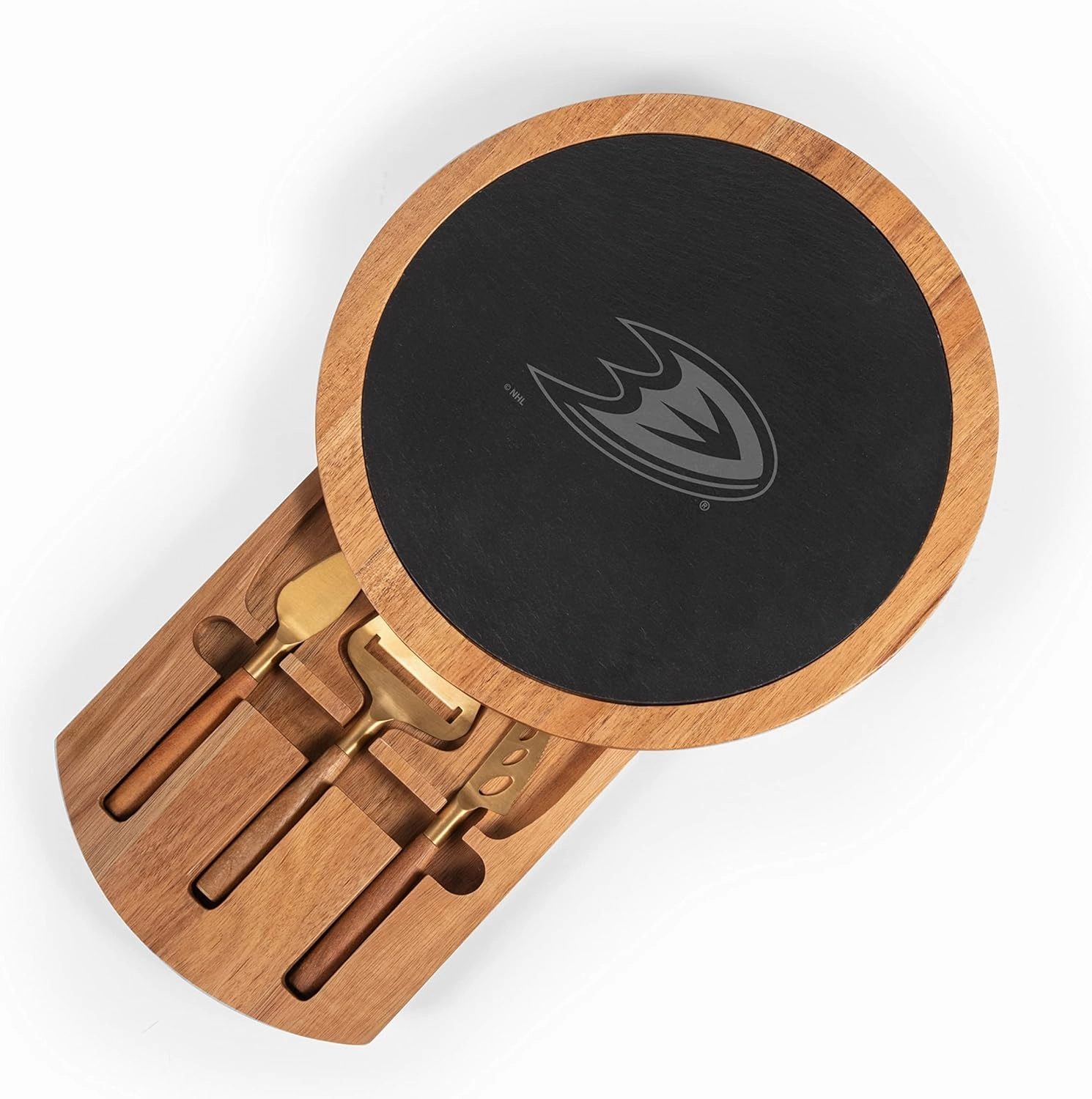 PICNIC TIME NHL Unisex-Adult NHL Insignia Acacia and Slate Serving Board with Cheese Tools, Charcuterie Board Set, Wood Cutting Board
