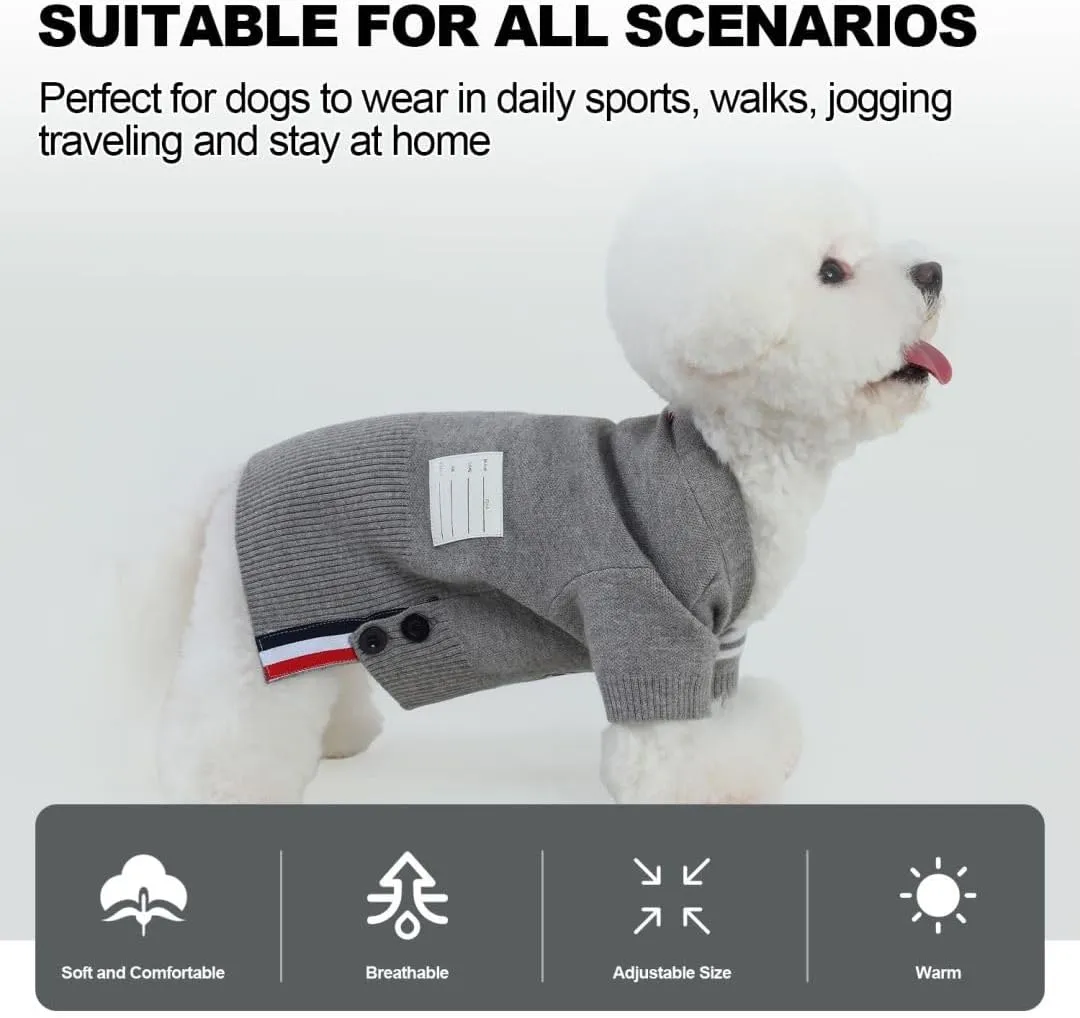 PINA Dog Sweater, Dog Cardigan Sweater, Knitted Dog Sweater Classic Warm Windproof, Puppy Sweater Winter Clothes for Small Medium Large Dogs