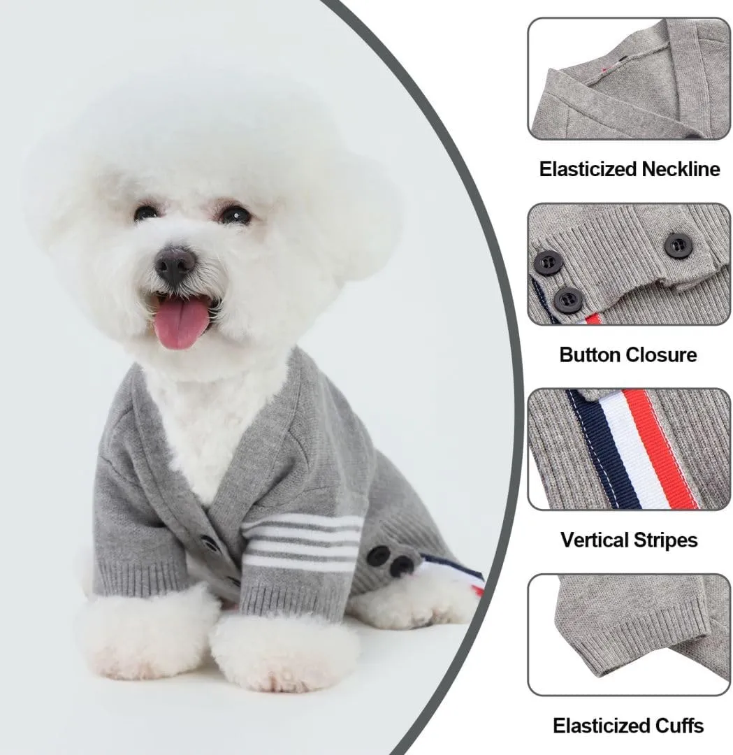 PINA Dog Sweater, Dog Cardigan Sweater, Knitted Dog Sweater Classic Warm Windproof, Puppy Sweater Winter Clothes for Small Medium Large Dogs