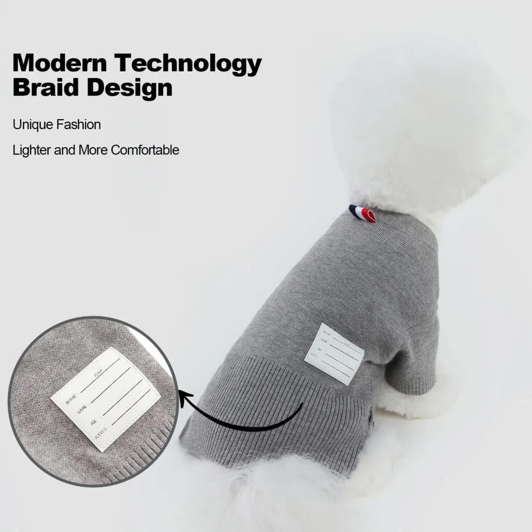 PINA Dog Sweater, Dog Cardigan Sweater, Knitted Dog Sweater Classic Warm Windproof, Puppy Sweater Winter Clothes for Small Medium Large Dogs
