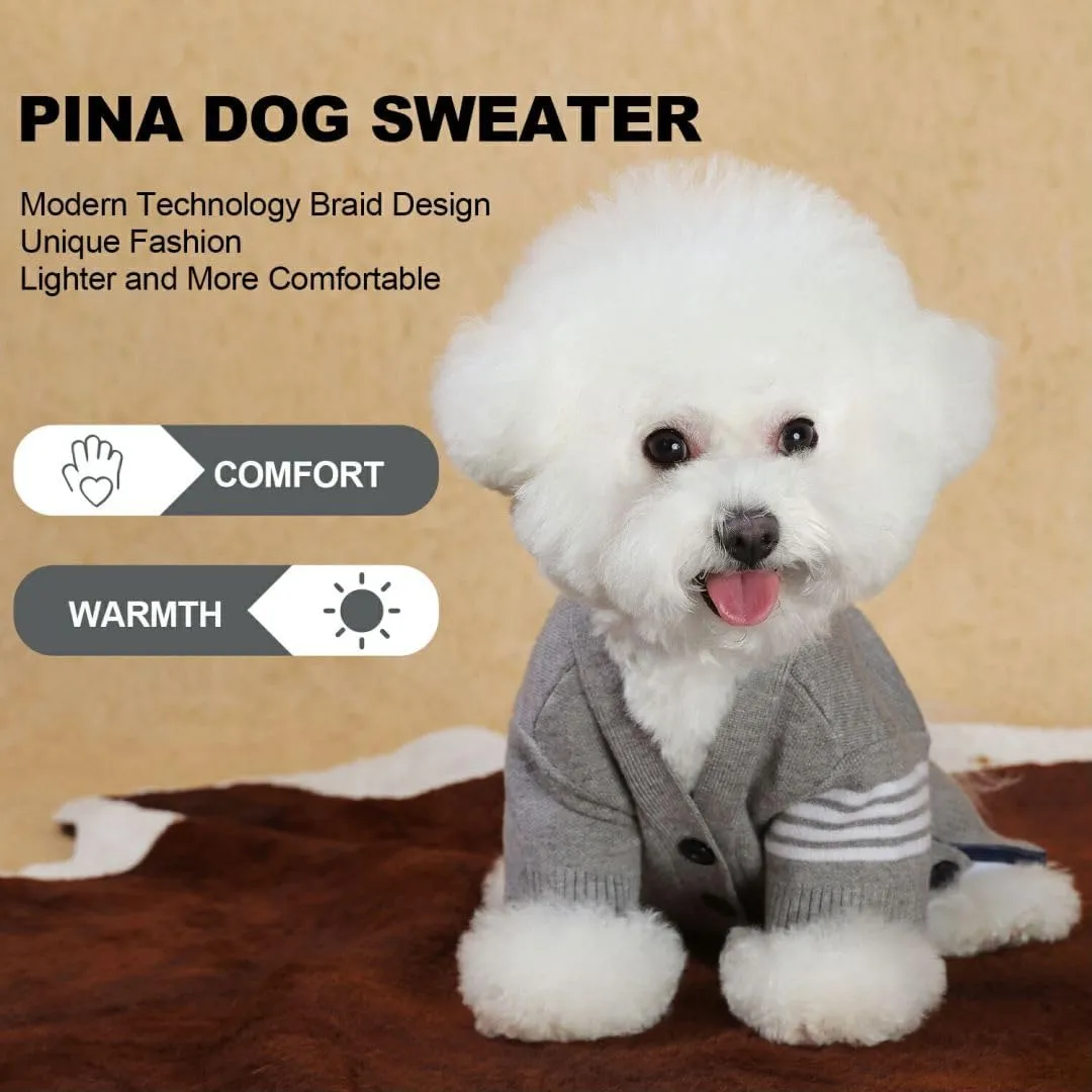 PINA Dog Sweater, Dog Cardigan Sweater, Knitted Dog Sweater Classic Warm Windproof, Puppy Sweater Winter Clothes for Small Medium Large Dogs