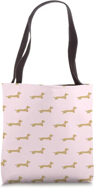 Pink Gold Mini Dachshunds Wiener Dog Doxie Sausage Tote Bag