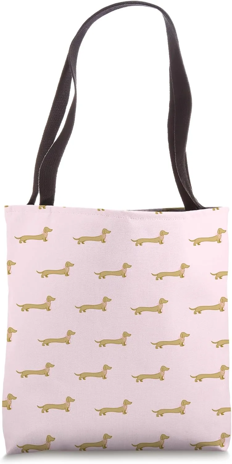 Pink Gold Mini Dachshunds Wiener Dog Doxie Sausage Tote Bag