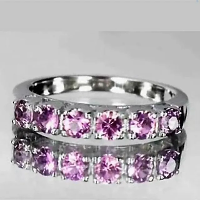 Pink Sapphire Ring 925 Sterling Silver with Rhodium Finish – Natural Pink Gemstone Jewelry, Elegant Valentine’s Day Gift for Her