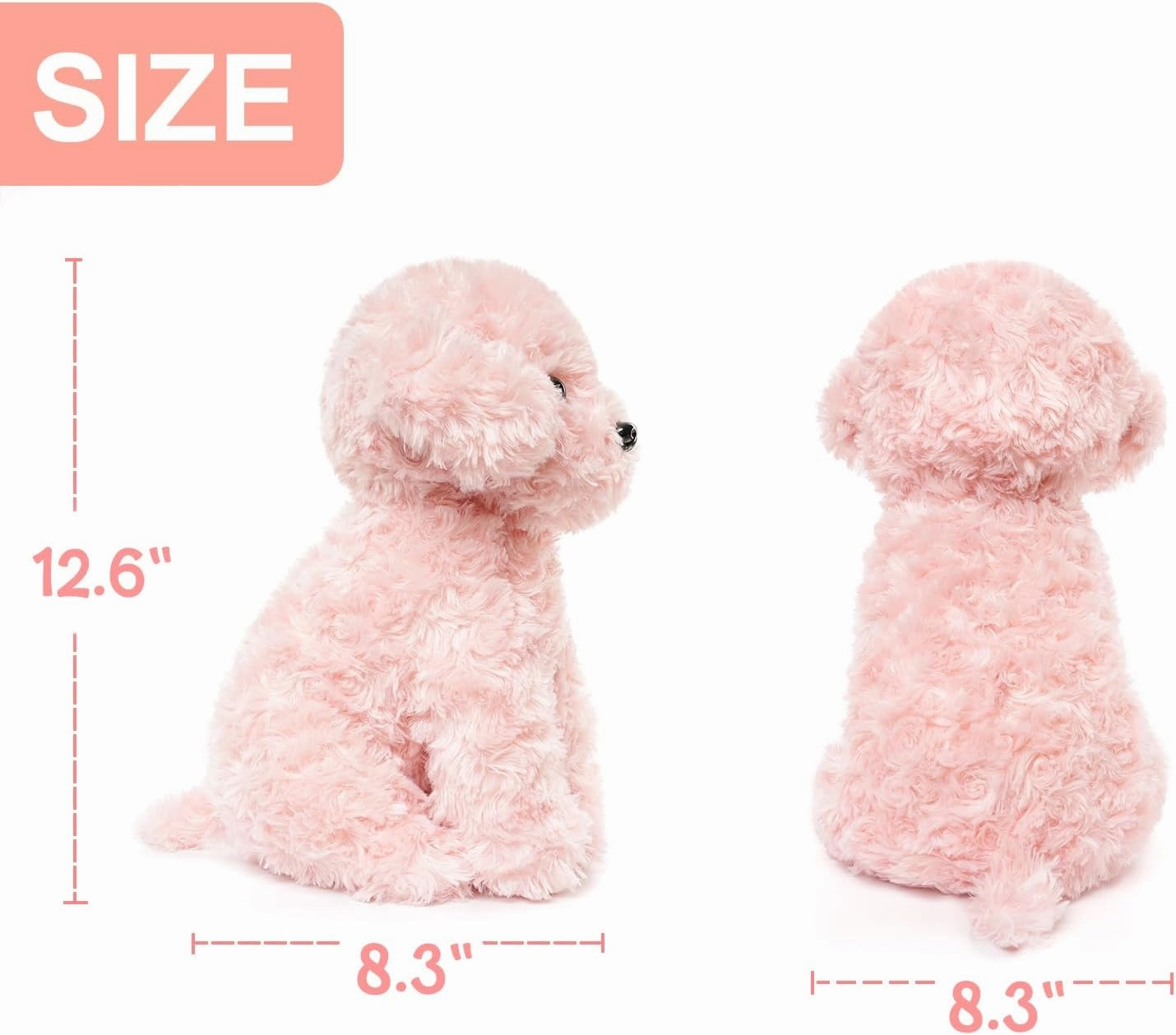 Pink Puppy Dog Stuffed Animals Plush Toys, Pink Toy Poodle Bichon Frise Maltese Stuffed Dog Plush, for Girls, Kids, Babies, Birthday, Easter, Christmas -12.6 inches