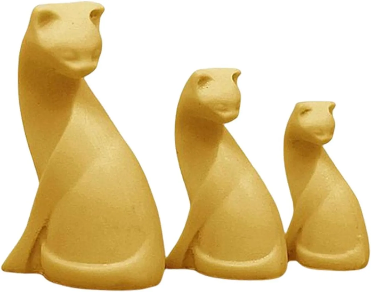 pistro 1/12 Dollhouse Cute Cat Figures Set – Miniature Resin Cat Models for Bedroom, Study, Living Room Desk Decor, DIY Scene Props & Photo Props Ornament, Yellow