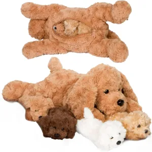 PixieCrush Adopt Me Dog Stuffed Animals for Girls Ages 3 and Up - Plush Labradoodle Dog Pillow with 4 Surprise Puppies Inside - Soft Puppy Toys for Kids - Cute Dogs Plush Set for Imaginative Play