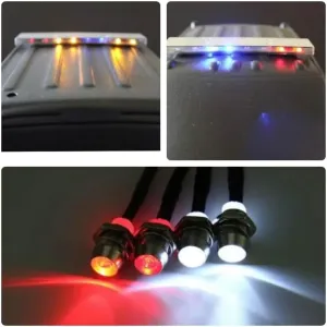 PL#2 Realistic Police LED Light Set 2W2R and Light Bar for 1/8th & 1/10th Scale Cars and Trucks 7 Flashing Modes - Compatible with Traxxas, HPI, Redcat Racing, Team Associated, Tamiya
