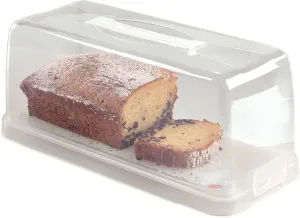 Plumcake Holder - Plastic Rectangular Loaf Cake Container with Safety Locks - 34.4 x 14.8 x 14.2 cm, Made in Italy - 0% BPA and phthalate free, White