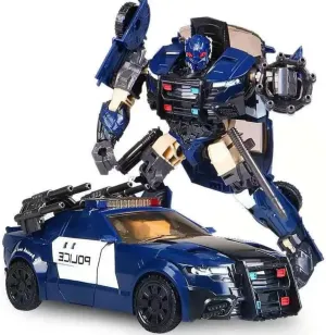 Police car Robot Toys,Deformation Movable Figures Rollba Decepticon Fighters Regulating car Squad Bo Pei Studio Animation, Blue