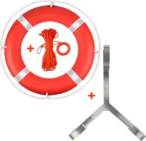 Pool Life Ring,23" and 28" Boat Safety Throw Rings with Water Floating Lifesaving Rope and Reflective Tape,Include Ring Buoy Bracket