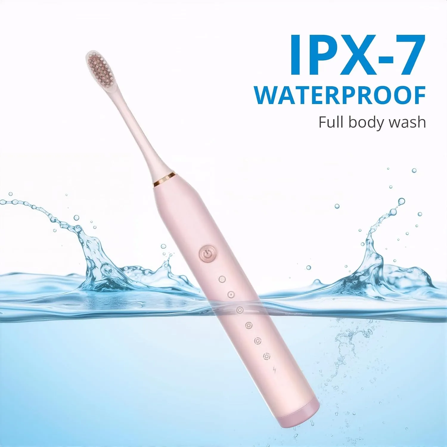 Powered Toothbrushes USB Rechargeable Ultrasonic Tooth Brush, Smart Timer IPX7 Waterproof Cleaning Toothbrushes for Adults and Kids, Pink