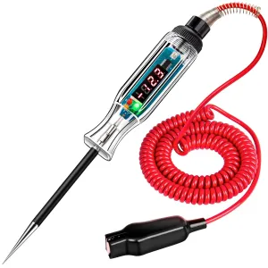 Premium Digital LED Automotive Circuit Tester, DC 2.6V-32V Test Light with Portable PU Extended Spring Wire, Vehicle Circuits Low Voltage Light Tester with Sharp Stainless Probe