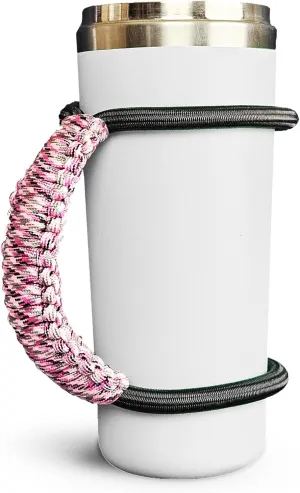 PREMIUM Paracord Handle for Yeti, Stanley, Simple Modern, and More - Fits Most 20oz to 40oz Tumblers - Ultra-Light, Water-Proof, and Slip-Proof Design (PINK CAMOFLAUGE, Handle Only)