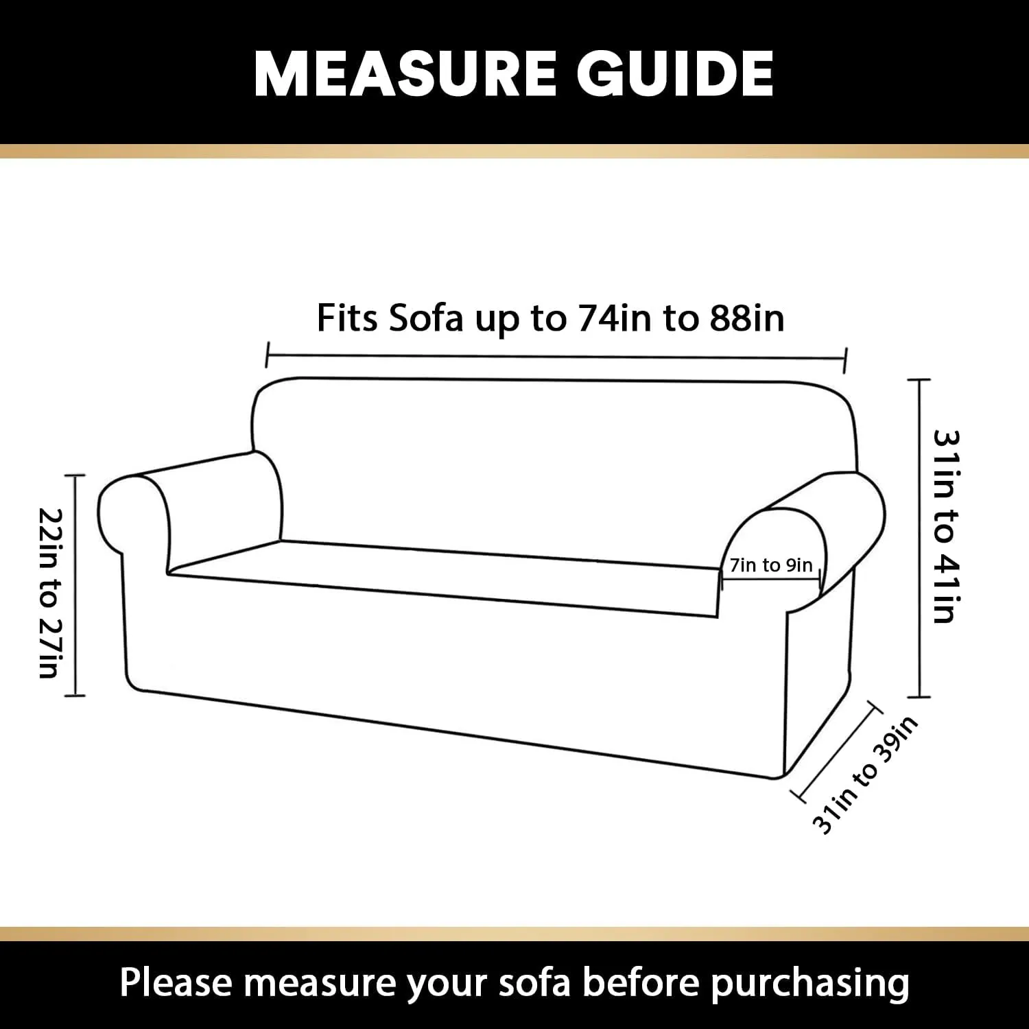 PrinceDeco Stretch Sofa Cover Slipcover Couch Covers for 3 Cushion Couch Furniture Protector Sofa Covers with Non Slip Elastic Bottom Dogs Pet Friendly Fitted (Sofa, Brown)