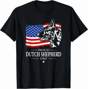 Proud Dutch Shepherd Dad American Flag patriotic dog gift T-Shirt