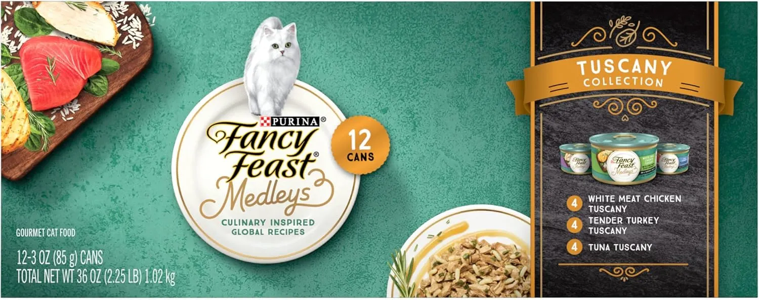Purina Fancy Feast Medleys 12 Ct. Tuscany Wet Cat Food Variety Pack - (12) 3 oz. Cans - (2 Packs of 12) 3 oz. Cans