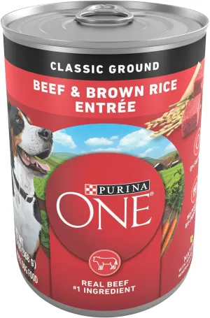 Purina ONE Classic Ground Beef and Brown Rice Entree Adult Wet Dog Food - (Pack of 12) 13 oz. Cans