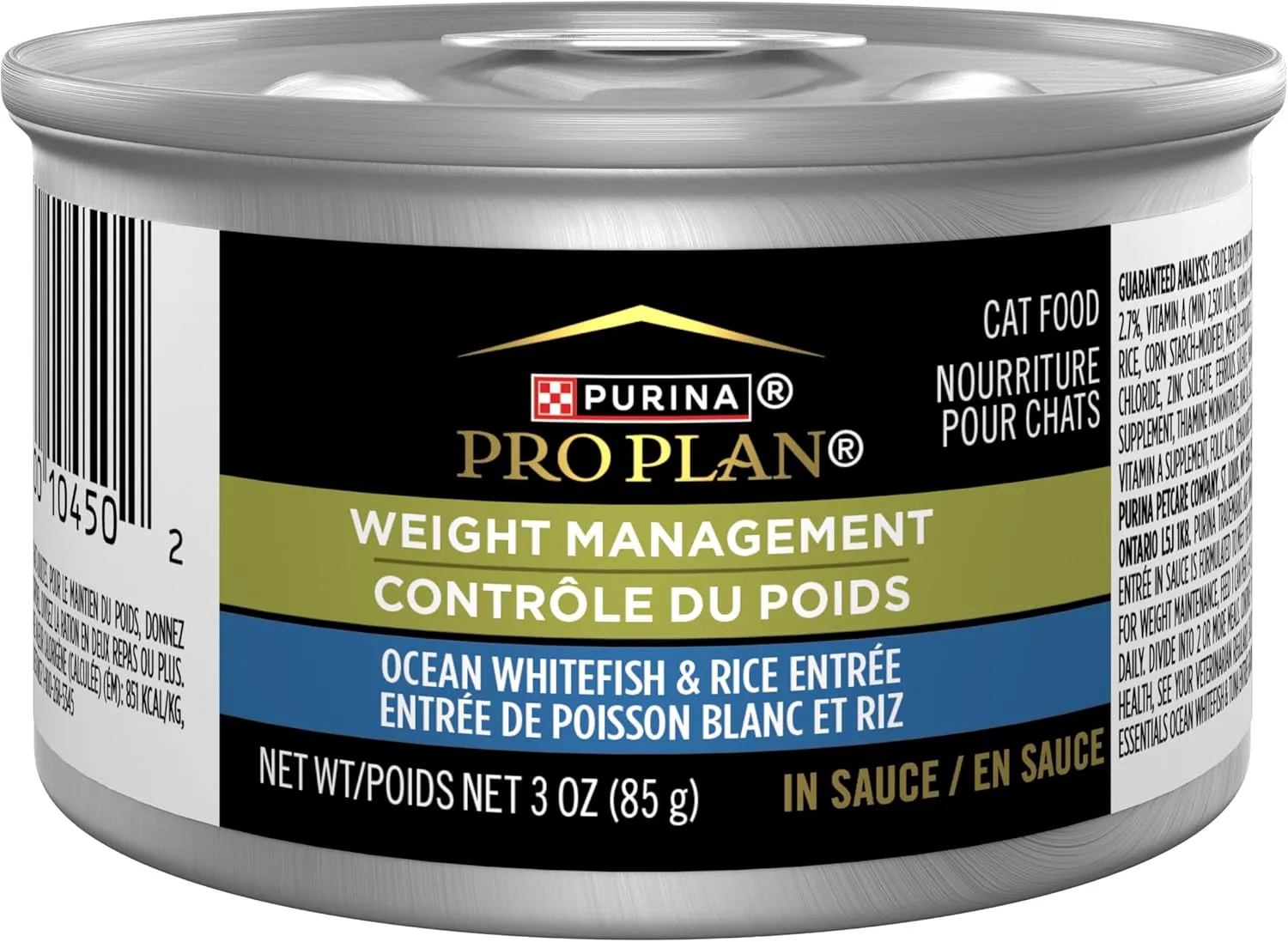 Purina Pro Plan Adult Weight Management Ocean Whitefish and Rice Entree in Sauce Weight Control Cat Food