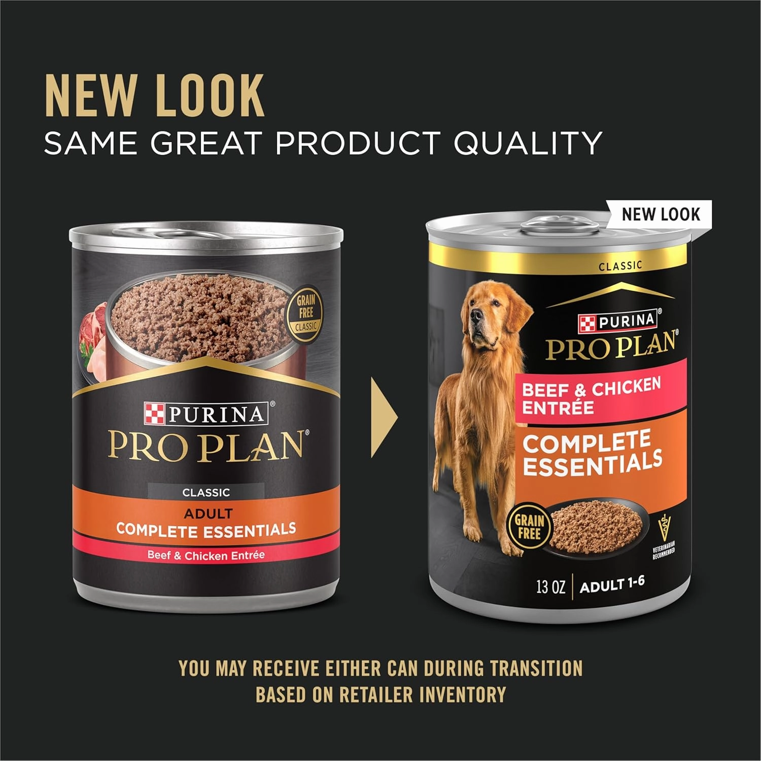 Purina Pro Plan Dog Food Grain Free Classic Pate, Beef and Chicken Entrée - (Pack of 12) 13 oz. Cans