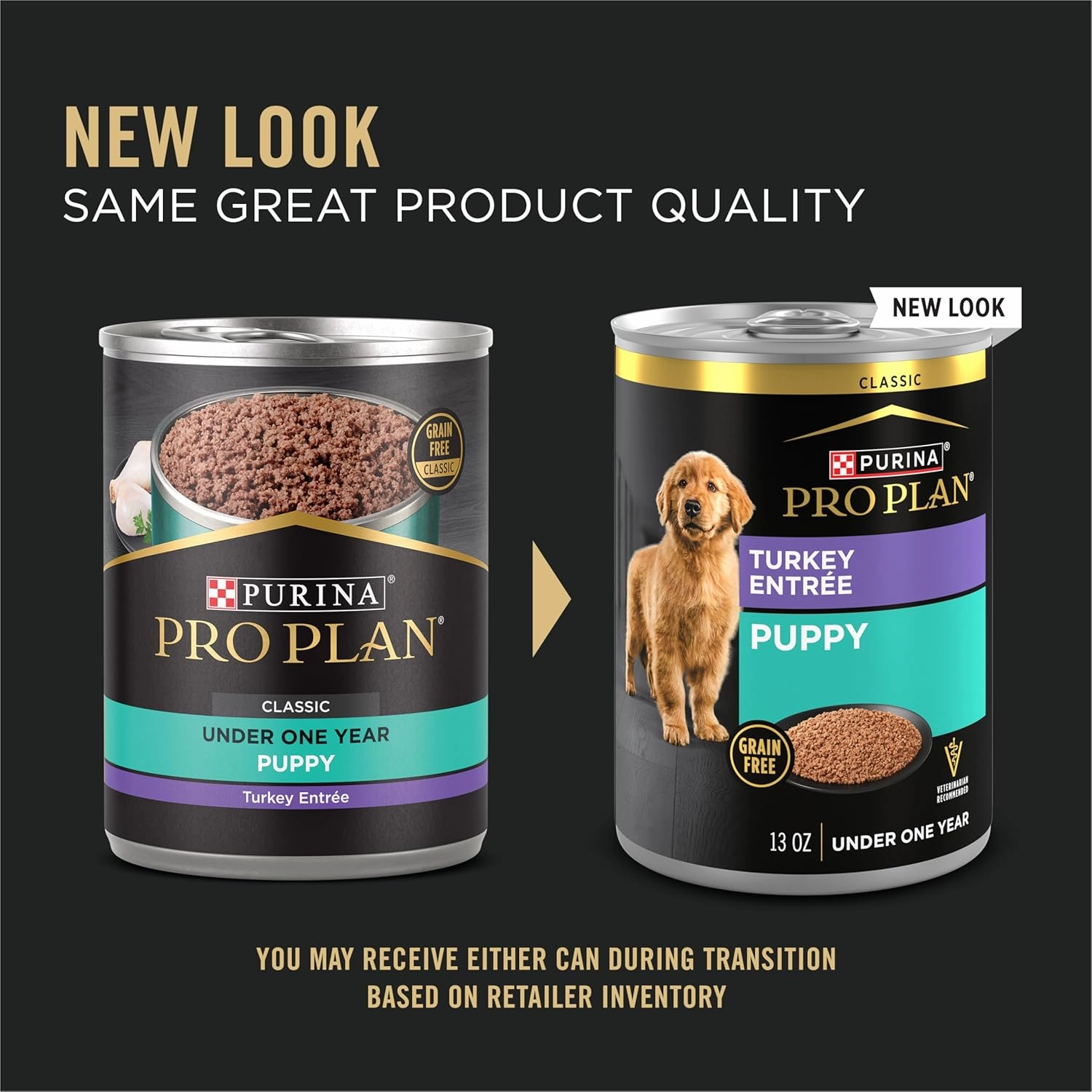 Purina Pro Plan Grain Free Wet Puppy Food, Classic Turkey Entrée - (Pack of 12) 13 oz. Cans