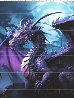 Purple Dragon Purple Moon Building Block Puzzle Personalized Building Bricks Block Puzzle Building Family Keepsake DIY Brick Block Puzzles Valentine's Day Gifts for Home Decor Brick Puzzle