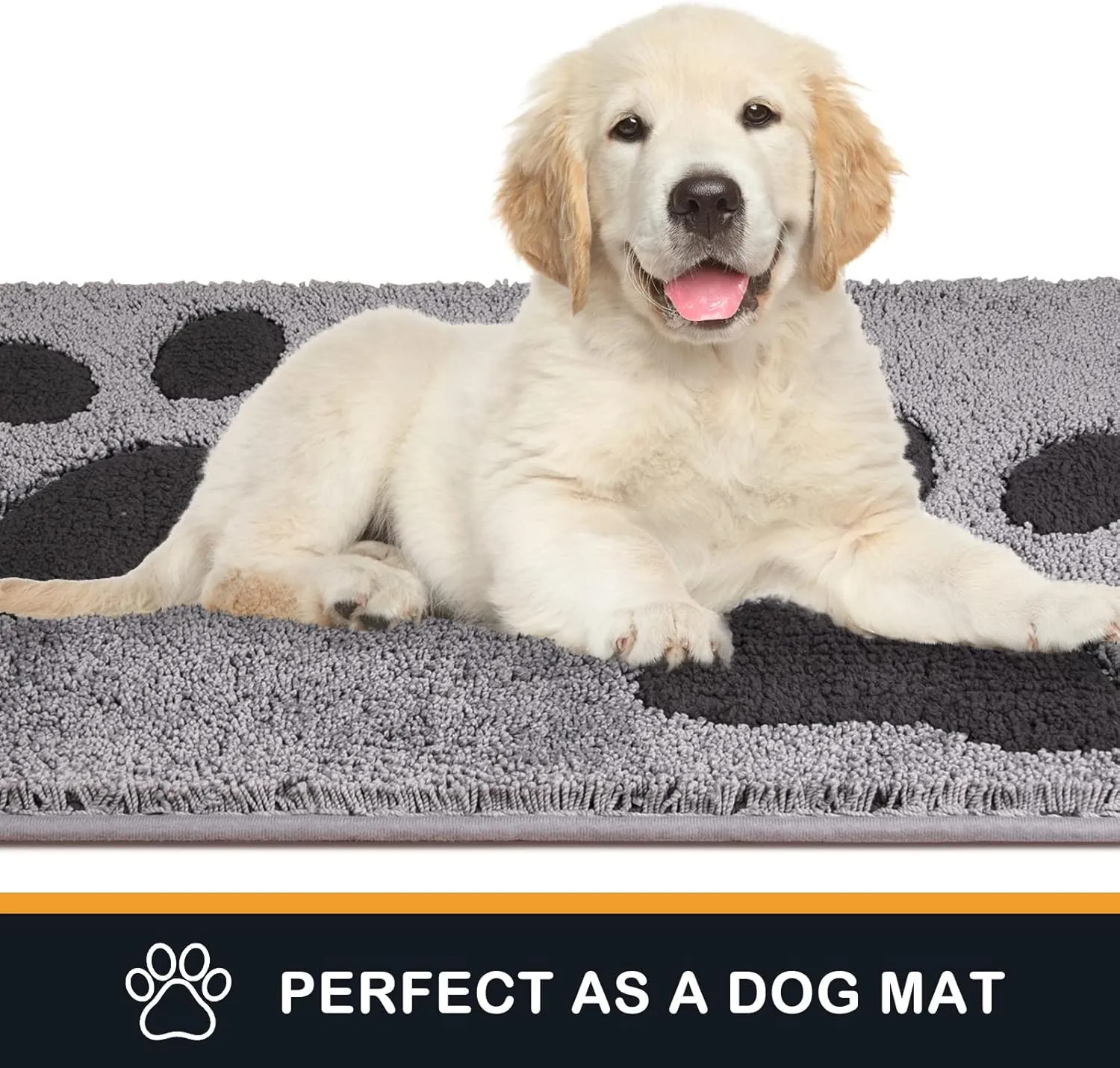 PURRUGS Dirt Trapper Door Mat 20" x 31.5", Non-Skid/Slip Machine Washable Microfiber Entryway Rug, Dog Doormat, Super Absorbent Welcome Mat for Muddy Wet Shoes and Paws, Grey