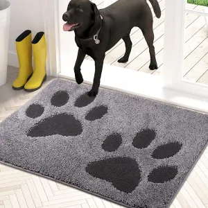 PURRUGS Dirt Trapper Door Mat 20" x 31.5", Non-Skid/Slip Machine Washable Microfiber Entryway Rug, Dog Doormat, Super Absorbent Welcome Mat for Muddy Wet Shoes and Paws, Grey