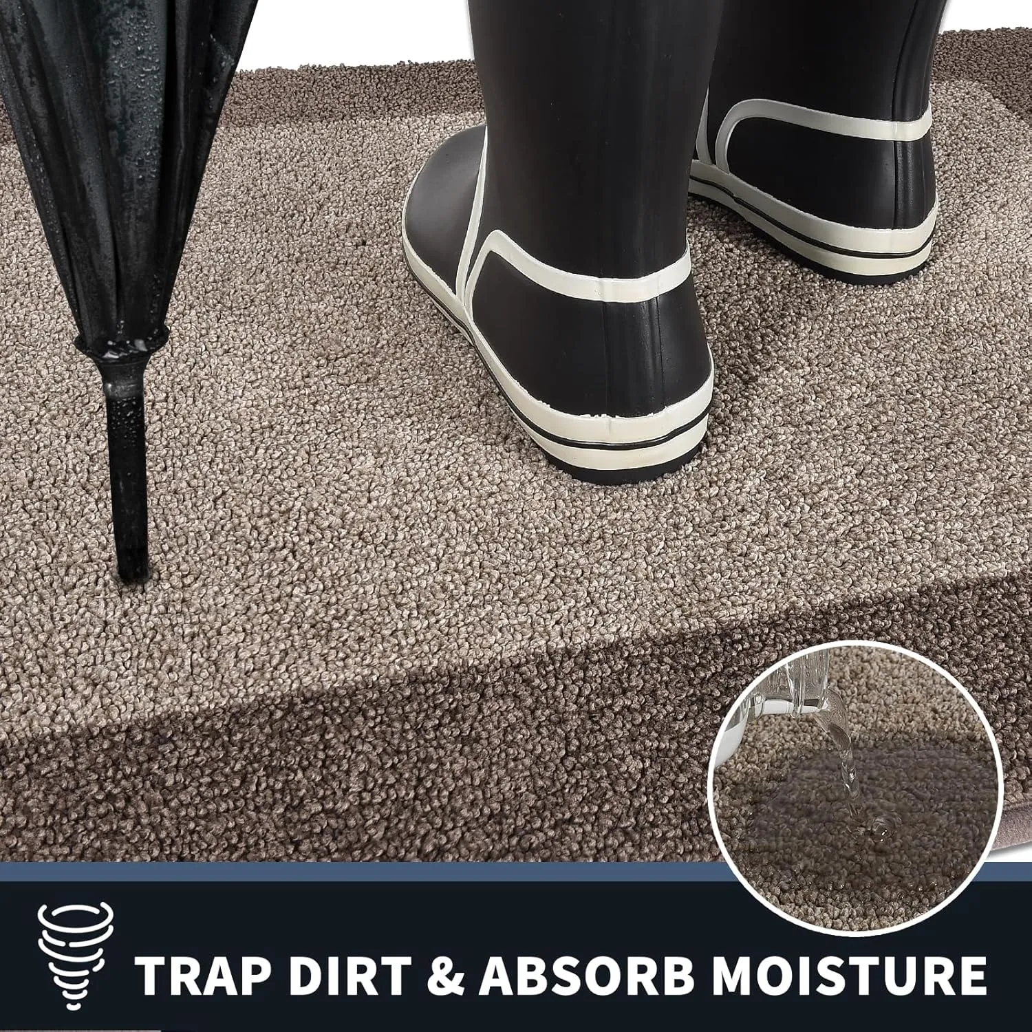 PURRUGS Dirt Trapper Door Mat 20" x 32", Non-Slip/Skid Machine Washable Entryway Rug, Shoes Scraper, Throw Rug, Super Absorbent Area Rug for Muddy Wet Shoes and Paws, Beige & Grayish Brown