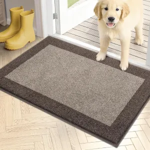 PURRUGS Dirt Trapper Door Mat 20" x 32", Non-Slip/Skid Machine Washable Entryway Rug, Shoes Scraper, Throw Rug, Super Absorbent Area Rug for Muddy Wet Shoes and Paws, Beige & Grayish Brown