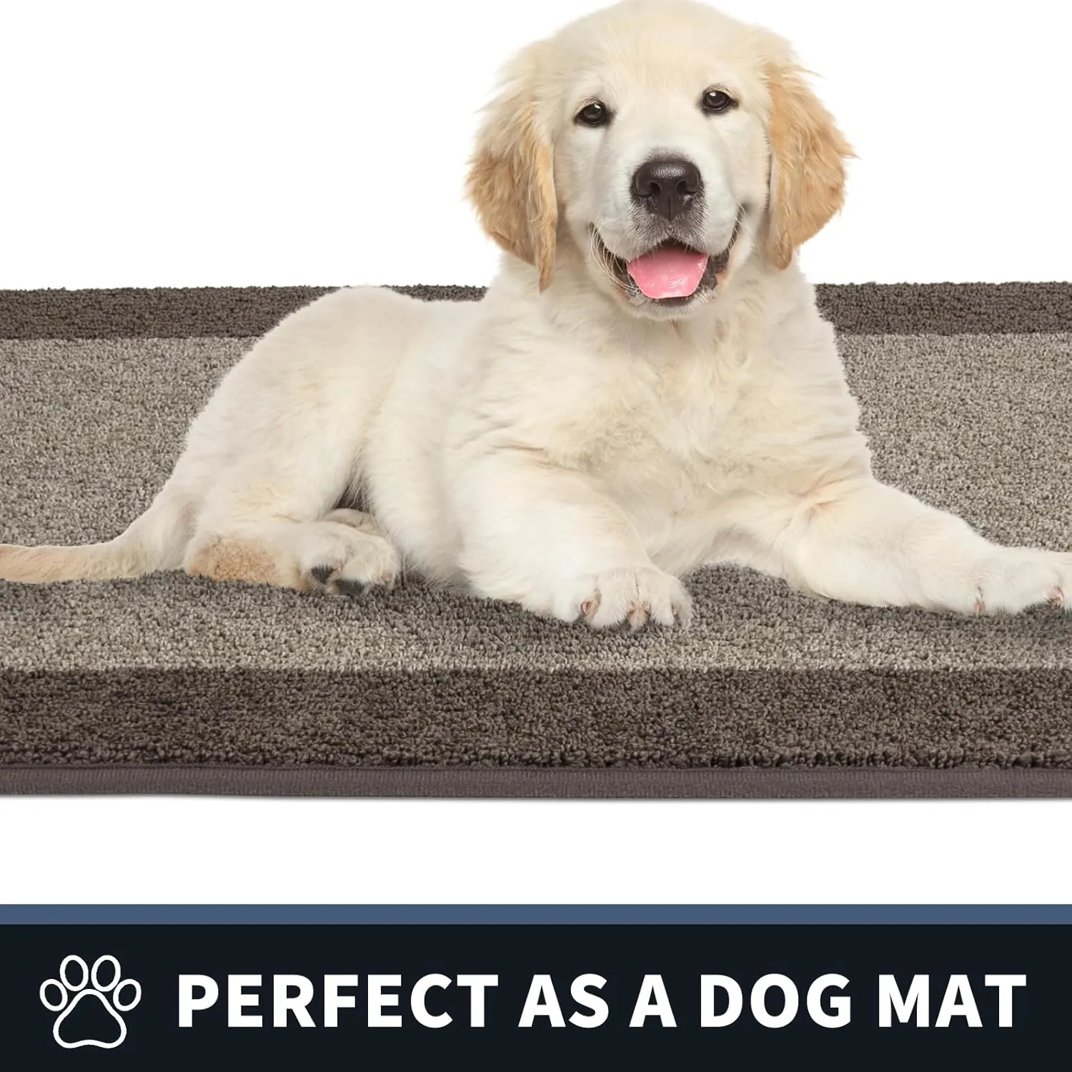 PURRUGS Dirt Trapper Door Mat 20" x 32", Non-Slip/Skid Machine Washable Entryway Rug, Shoes Scraper, Throw Rug, Super Absorbent Area Rug for Muddy Wet Shoes and Paws, Beige & Grayish Brown