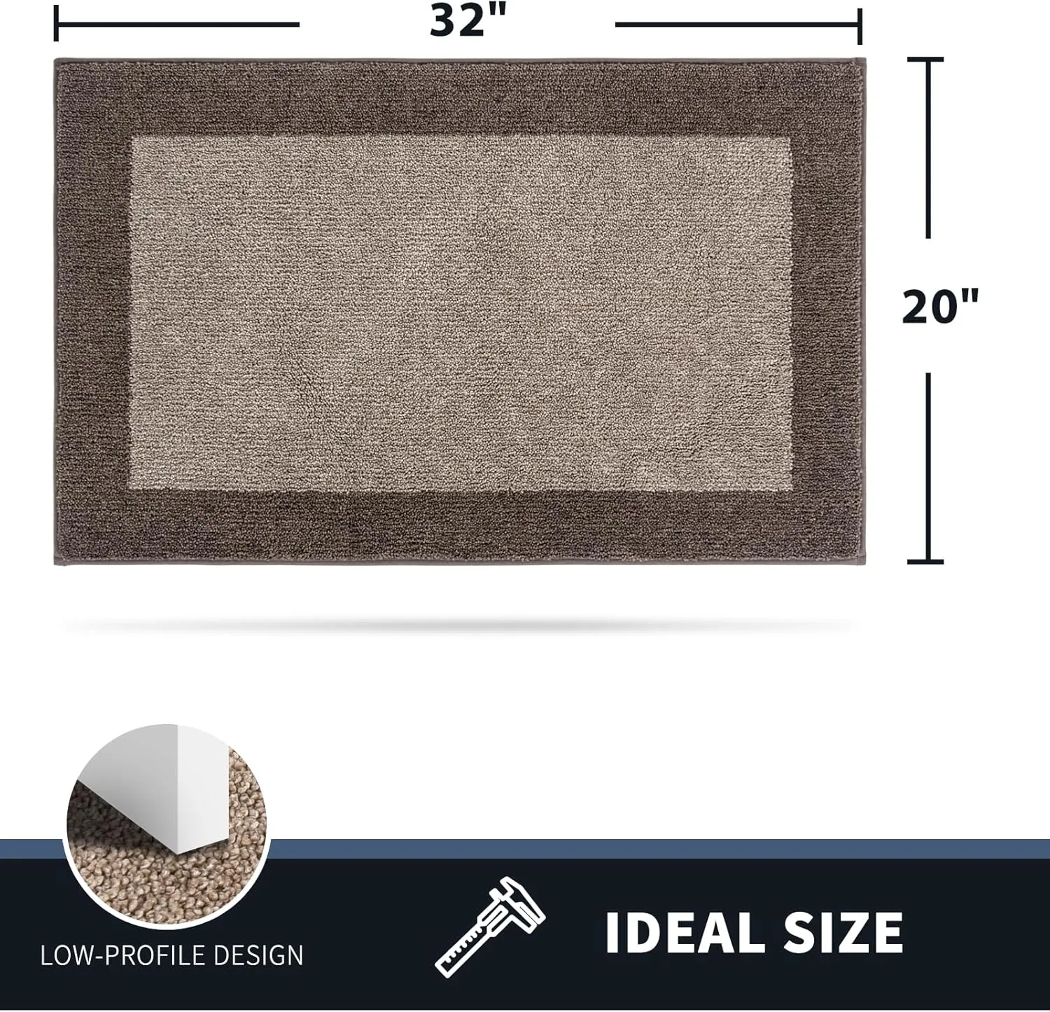 PURRUGS Dirt Trapper Door Mat 20" x 32", Non-Slip/Skid Machine Washable Entryway Rug, Shoes Scraper, Throw Rug, Super Absorbent Area Rug for Muddy Wet Shoes and Paws, Beige & Grayish Brown