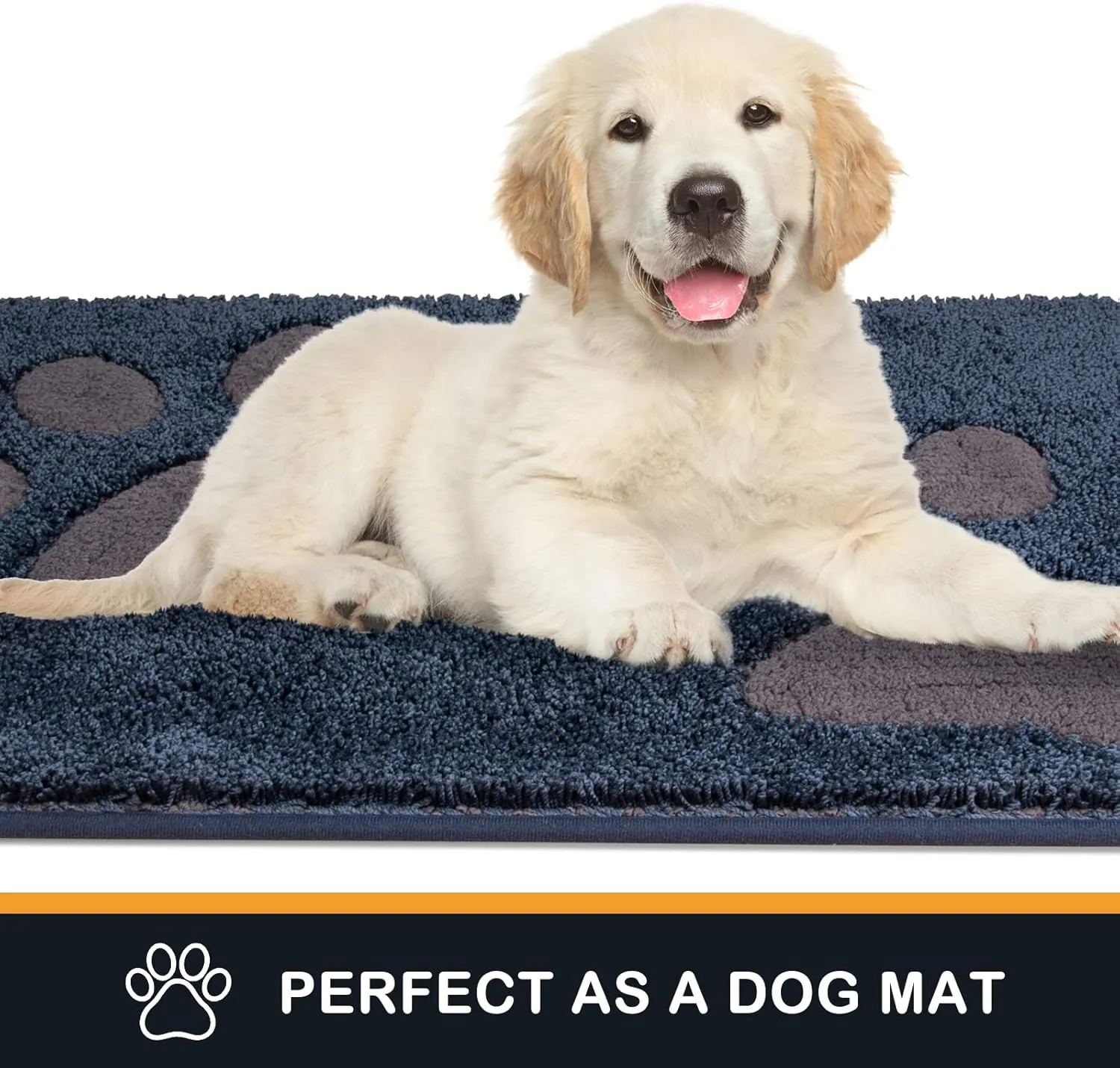 PURRUGS Dirt Trapper Door Mat 24" x 35.5", Non-Skid/Slip Machine Washable Microfiber Entryway Rug, Dog Doormat, Super Absorbent Welcome Mat for Muddy Wet Shoes and Paws, Navy Blue