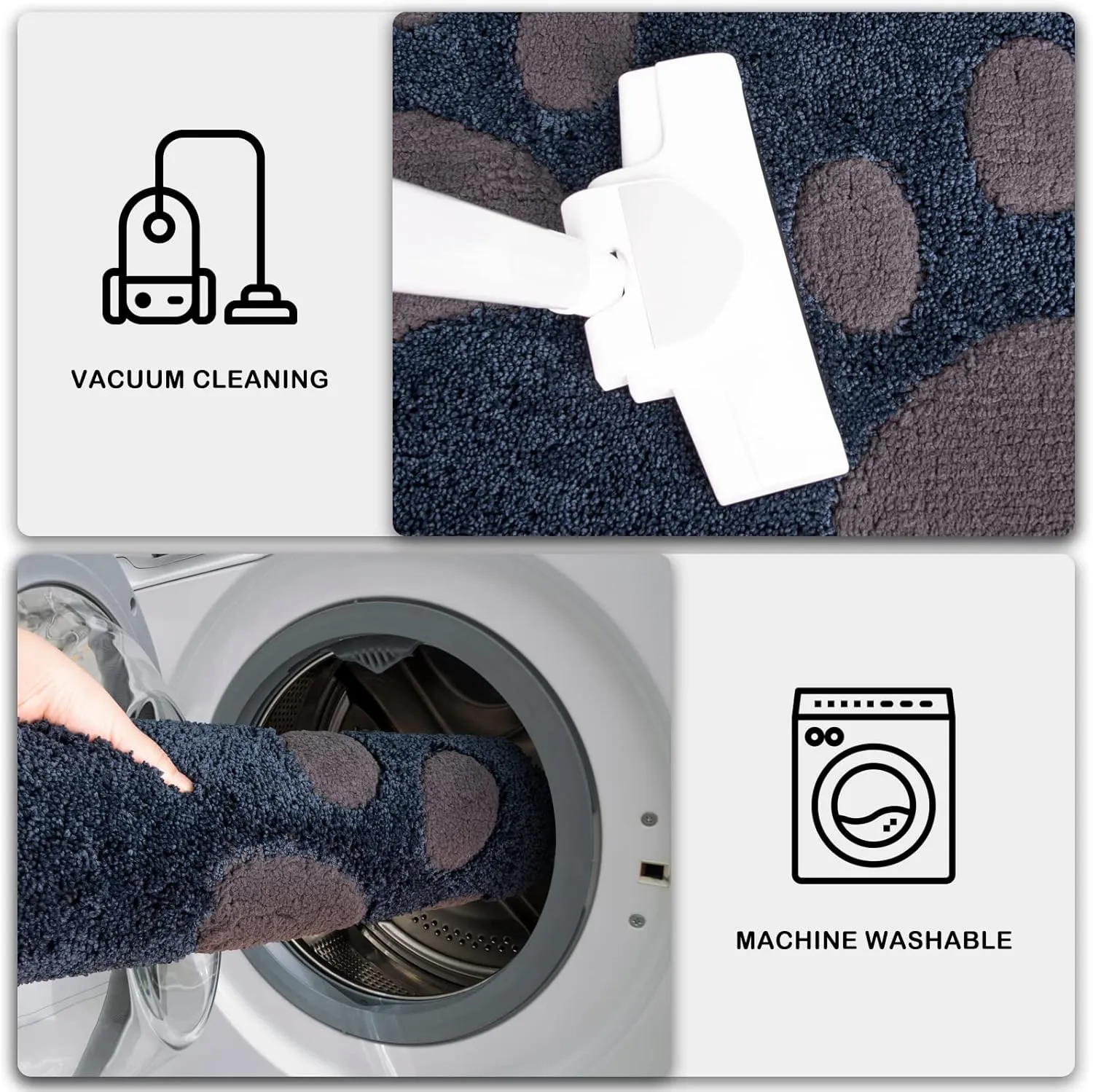 PURRUGS Dirt Trapper Door Mat 24" x 35.5", Non-Skid/Slip Machine Washable Microfiber Entryway Rug, Dog Doormat, Super Absorbent Welcome Mat for Muddy Wet Shoes and Paws, Navy Blue