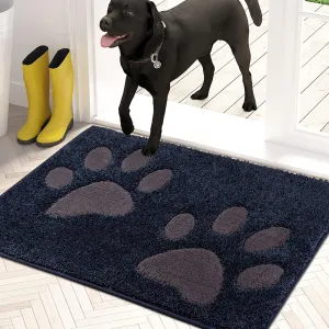 PURRUGS Dirt Trapper Door Mat 24" x 35.5", Non-Skid/Slip Machine Washable Microfiber Entryway Rug, Dog Doormat, Super Absorbent Welcome Mat for Muddy Wet Shoes and Paws, Navy Blue