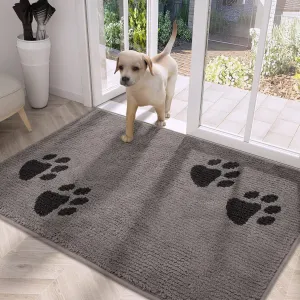 PURRUGS Dirt Trapper Door Mat 32" x 47", Non-Skid/Slip Machine Washable Microfiber Entrance Rug, Shoes Scraper, Dog Doormat, Super Absorbent Floor Mat for Muddy Wet Shoes and Paws, Light Grey