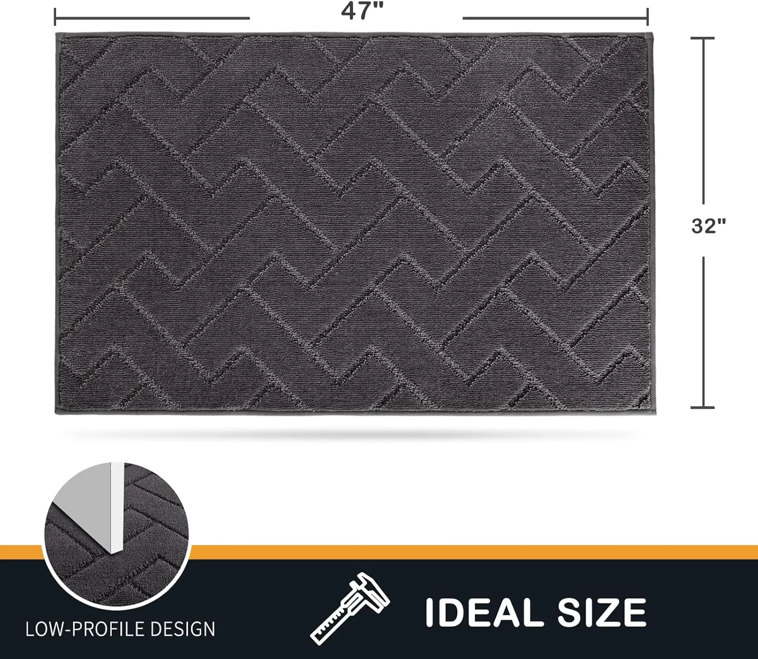 PURRUGS Dirt Trapper Door Mat 32" x 47", Non-Slip Machine Washable Entry Rug, Shoe Scraper, Dog Doormat, Super Absorbent Welcome Mat for Front & Back Door, Muddy Wet Shoes & Paws, Charcoal
