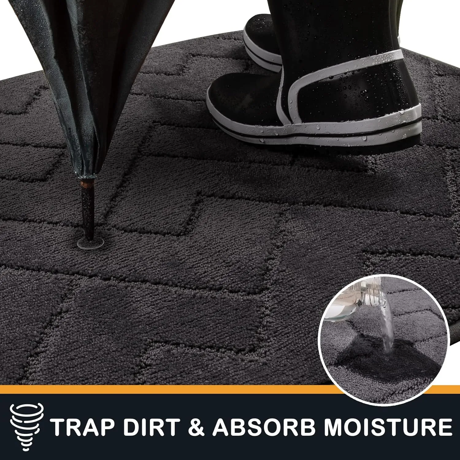 PURRUGS Dirt Trapper Door Mat 32" x 47", Non-Slip Machine Washable Entry Rug, Shoe Scraper, Dog Doormat, Super Absorbent Welcome Mat for Front & Back Door, Muddy Wet Shoes & Paws, Charcoal
