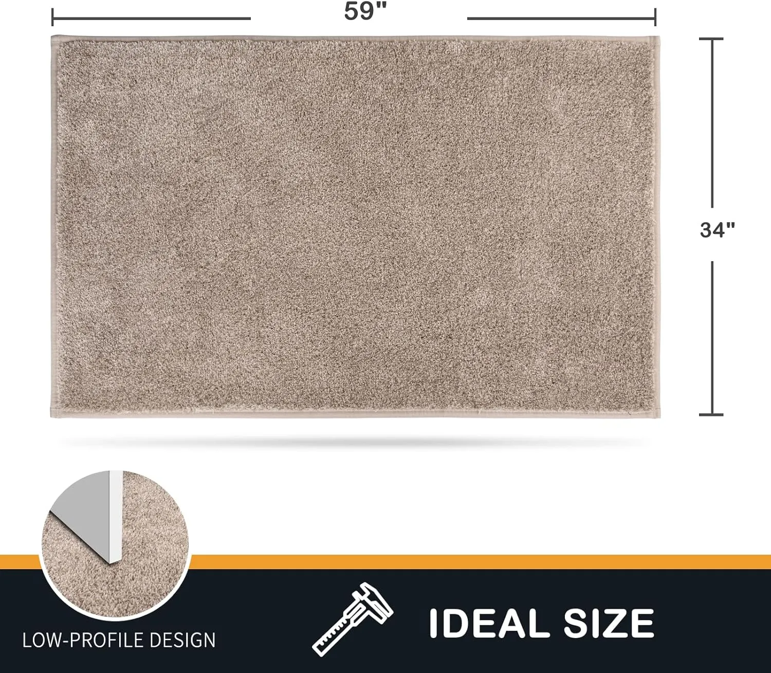 PURRUGS Dirt Trapper Door Mat 34" x 59", Non-Slip Machine Washable Entry Rug, Shoe Scraper, Dog Doormat, Super Absorbent Welcome Mat for Front & Back Door, Muddy Shoes & Paws, Taupe