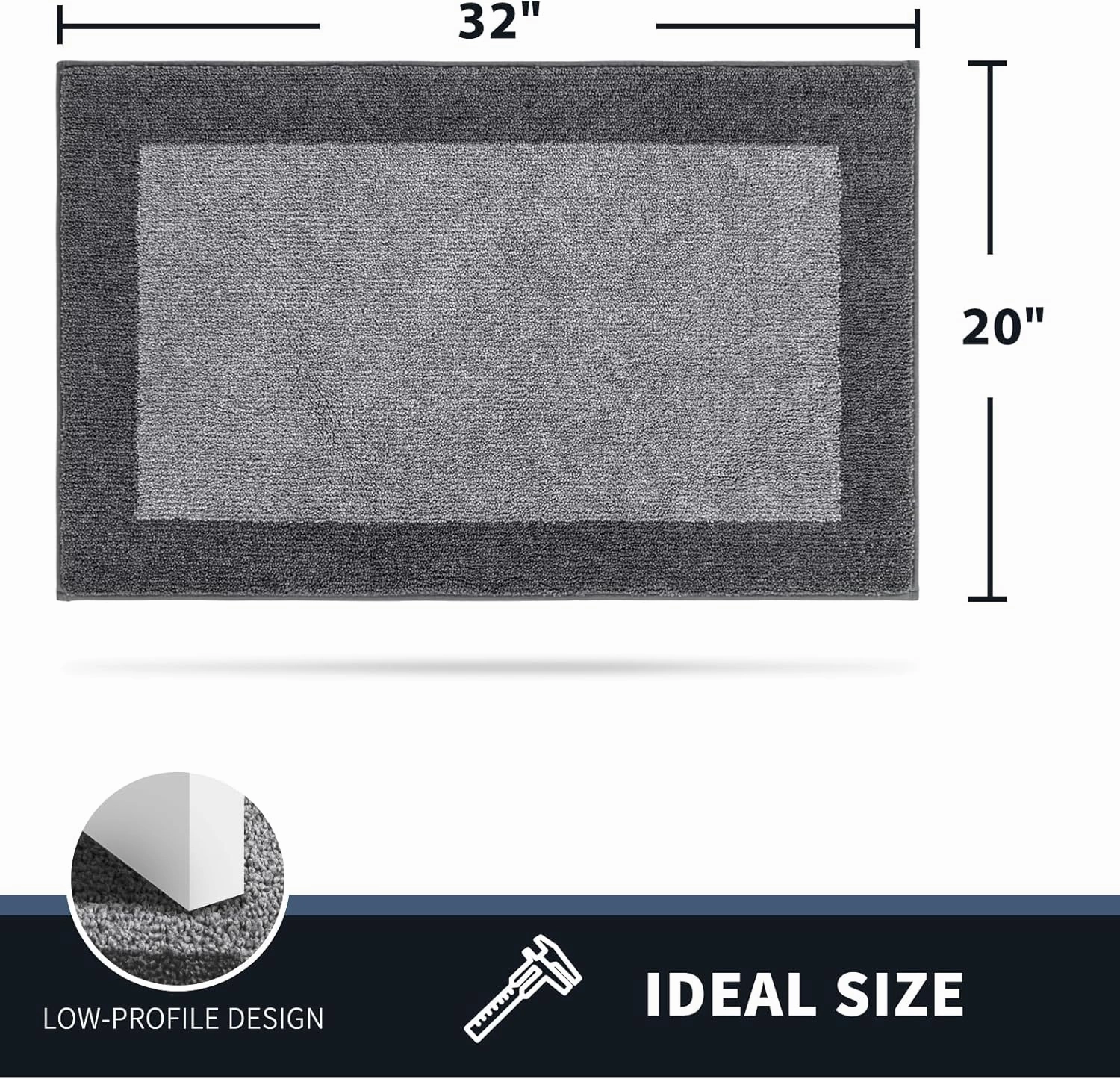 PURRUGS Dirt Trapper Door Mat 20" x 32", Non-Slip/Skid Machine Washable Entryway Rug, Shoes Scraper, Throw Rug, Super Absorbent Area Rug for Muddy Wet Shoes and Paws, Light Grey & Grey