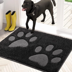PURRUGS Dirt Trapper Door Mat 24" x 35.5", Non-Skid/Slip Machine Washable Microfiber Entryway Rug, Dog Doormat, Super Absorbent Welcome Mat for Muddy Wet Shoes and Paws, Charcoal