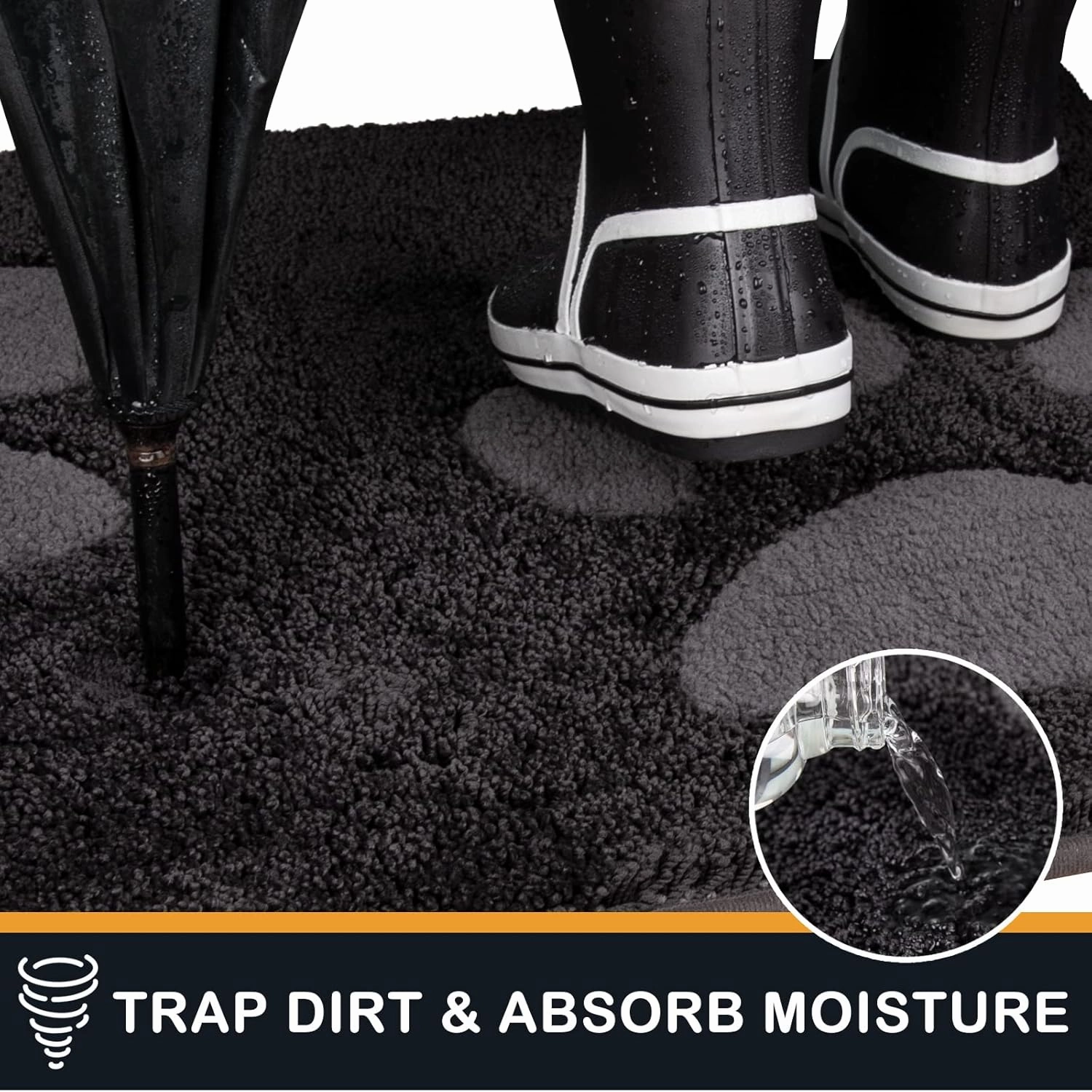 PURRUGS Dirt Trapper Door Mat 24" x 35.5", Non-Skid/Slip Machine Washable Microfiber Entryway Rug, Dog Doormat, Super Absorbent Welcome Mat for Muddy Wet Shoes and Paws, Charcoal
