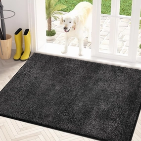 PURRUGS Dirt Trapper Door Mat 31.5" x 47", Non-Slip Machine Washable Entry Rug, Shoe Scraper, Dog Doormat, Super Absorbent Welcome Mat for Front & Back Door, Muddy Shoes & Paws, Charcoal