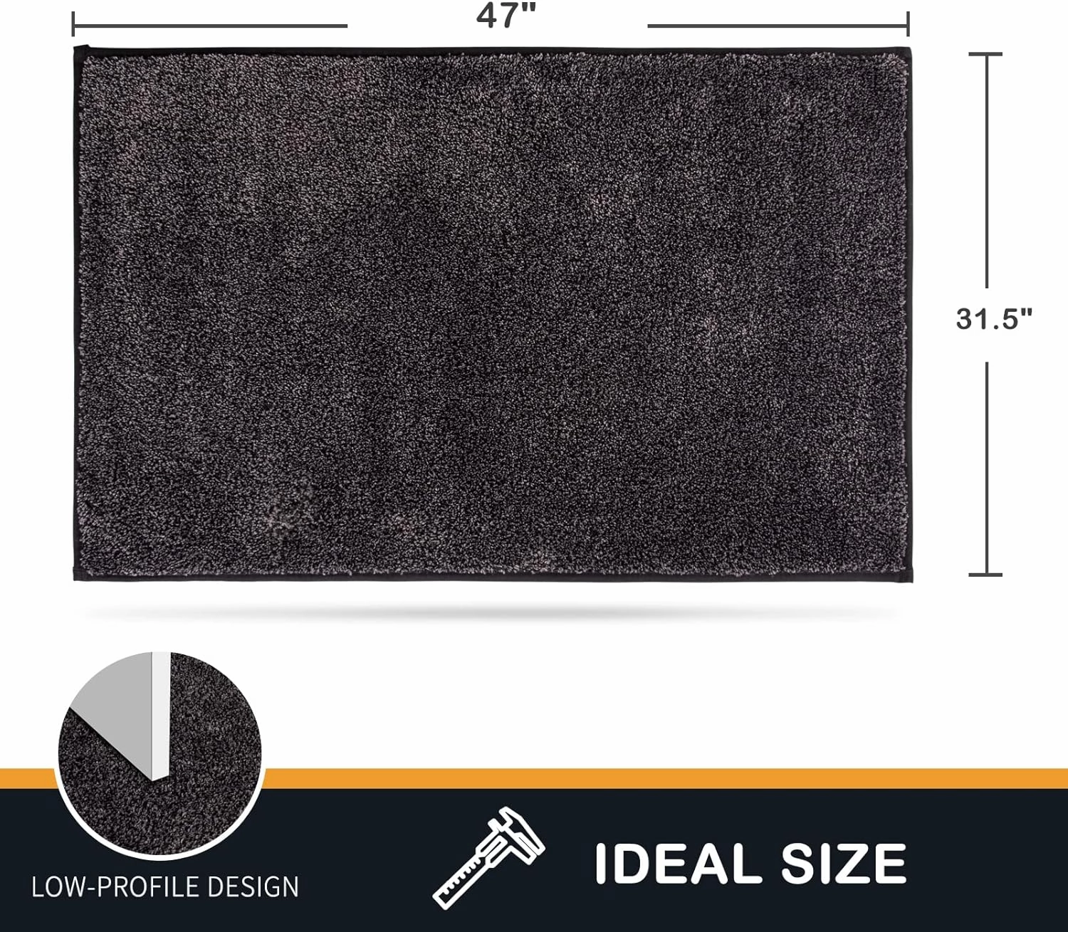 PURRUGS Dirt Trapper Door Mat 31.5" x 47", Non-Slip Machine Washable Entry Rug, Shoe Scraper, Dog Doormat, Super Absorbent Welcome Mat for Front & Back Door, Muddy Shoes & Paws, Charcoal