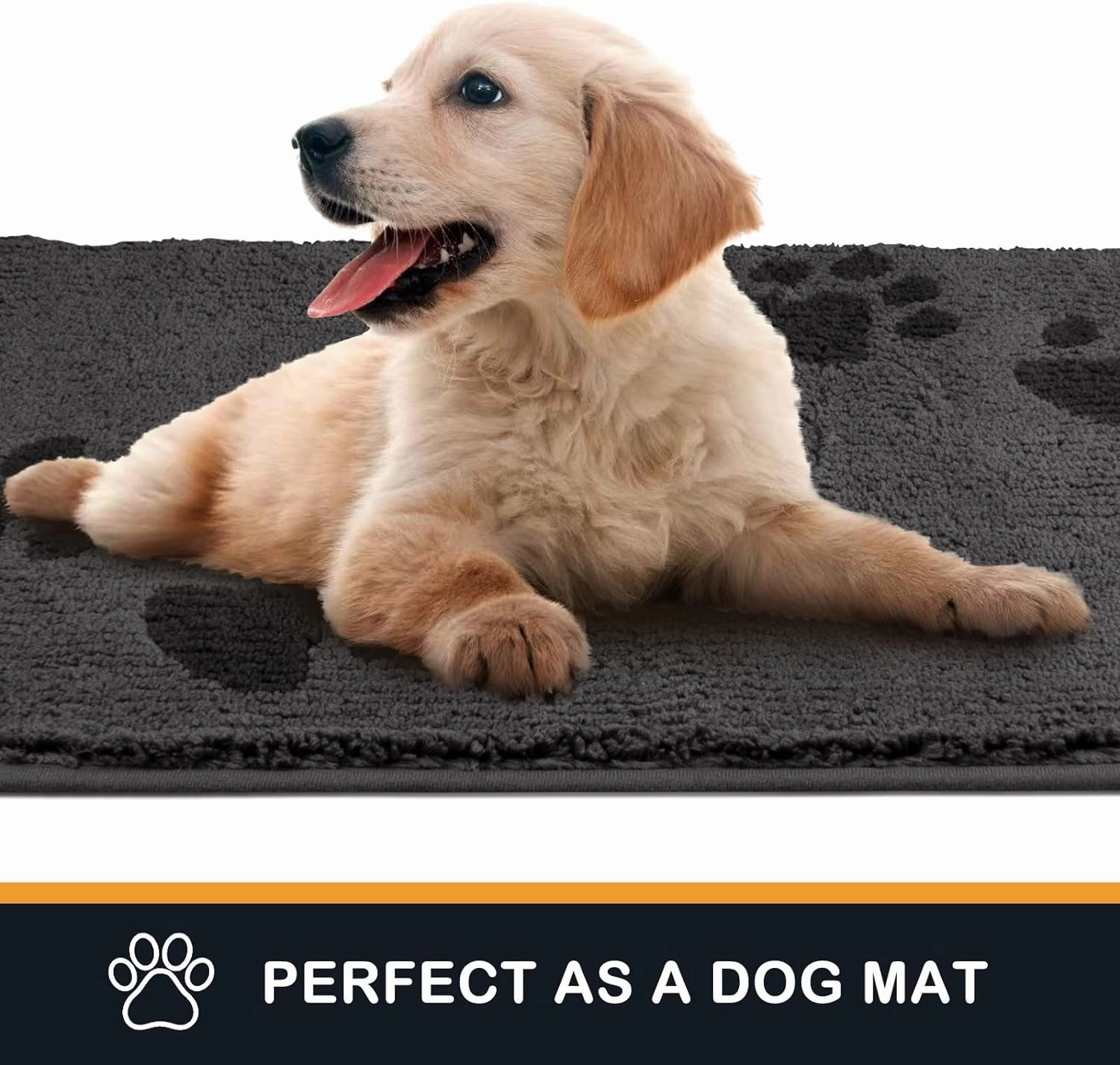 PURRUGS Dirt Trapper Door Mat 32" x 47", Non-Skid/Slip Machine Washable Microfiber Entrance Rug, Shoes Scraper, Dog Doormat, Super Absorbent Floor Mat for Muddy Wet Shoes and Paws, Grey