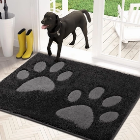 PURRUGS Dirt Trapper Door Mat 32" x 47", Non-Skid/Slip Machine Washable Microfiber Entryway Rug, Dog Doormat, Super Absorbent Welcome Mat for Muddy Wet Shoes and Paws, Charcoal